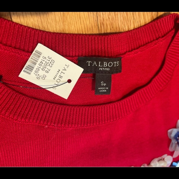 Talbots Love Red sweater embellished sequins women or girls size SP NWT - Picture 3 of 5